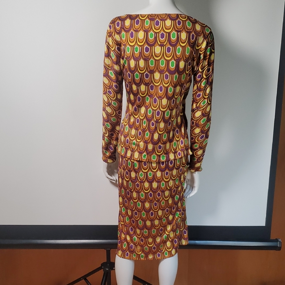 VINTAGE Emilio Pucci 77RN21 Peacock Print Silk Jersey 2pc Set - Top & Skirt - Picture 10 of 16
